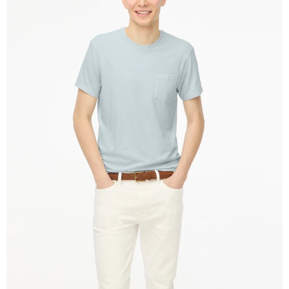 J.Crew Washed Jersey Pocket Tee Mens L Sky Mist Crewneck Pullover Short Sleeves